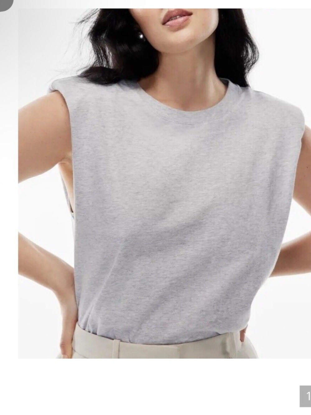 Aritzia Babaton Shoulder Pad Cropped Heathered Gray Tank Top Women’s XXS